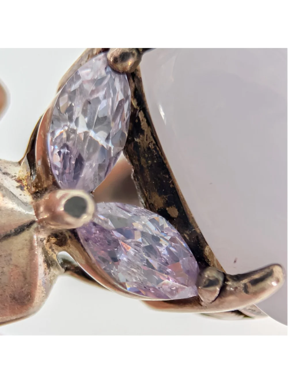 Vintage Avon 925 Sterling Silver Blue Lace Agate Lavender CZ Ring Size 6
